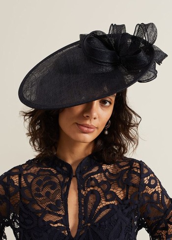 Phase Eight Double Bow Round Disc Fascinator Hats Navy Canada | CMXTGZ-943